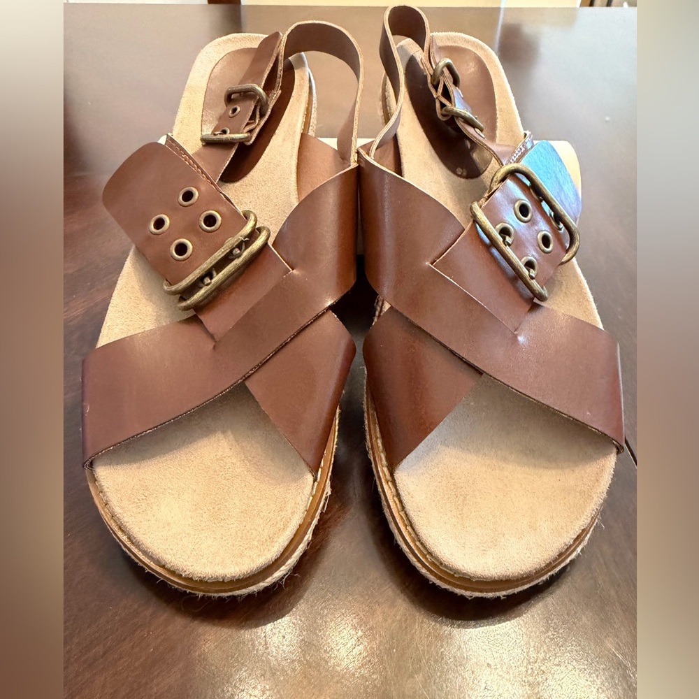 Ruff Hewn Ofelia Brown Cross-Strap Espadrille Sandals